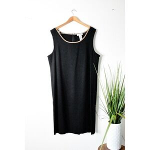 Anna Maxwell Shift Dress Women 20W Black Y2K Contrast Trim Sleeveless Scoop Neck
